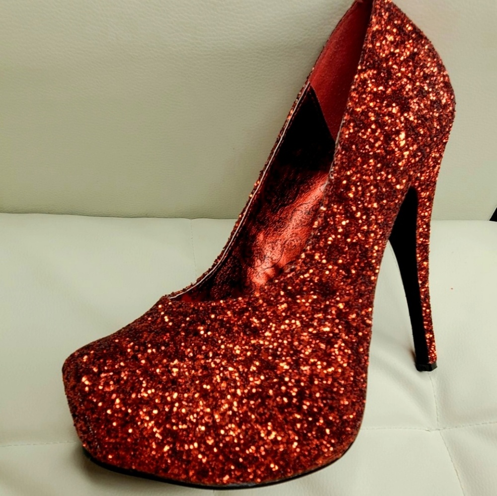 Red Sparkling Dorothy Heels by Pleasures*